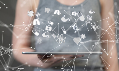  Ui icon medical in hospital with medical technology network concept