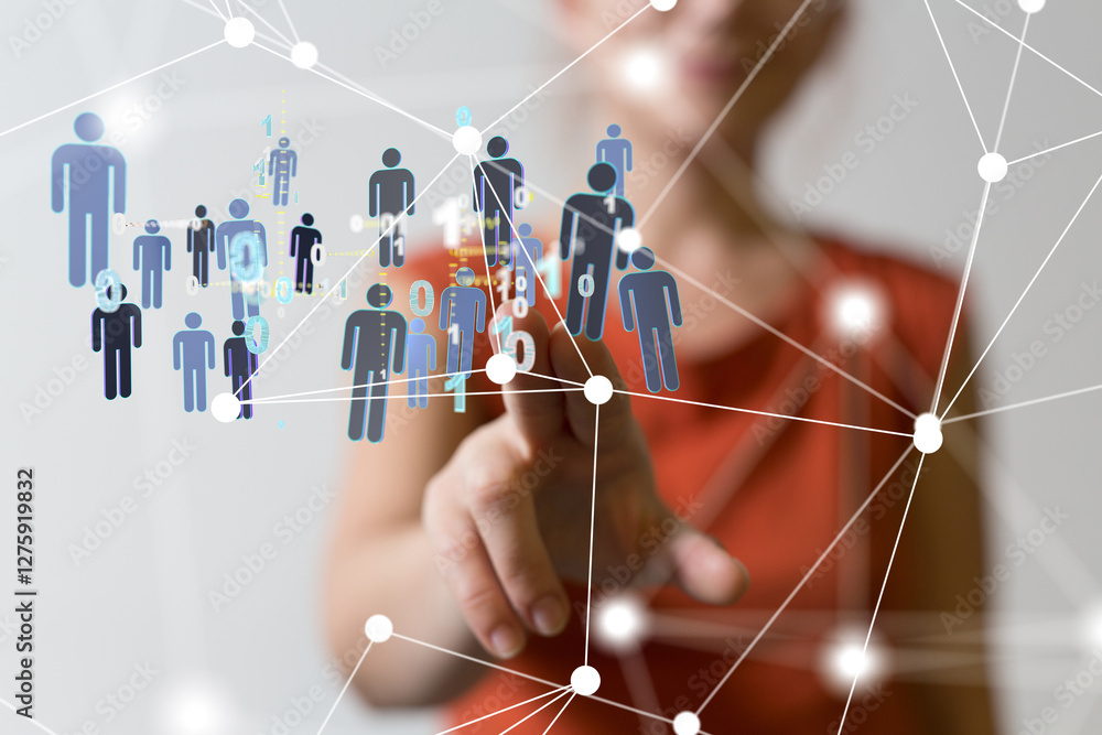Poster abstract technology group and data 3d