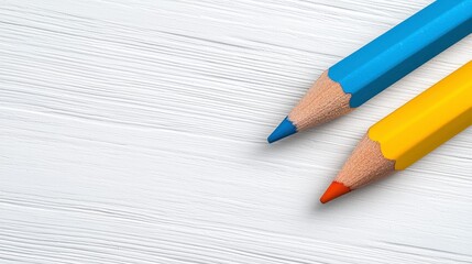 Two colorful pencils side by side on a bright white surface, showcasing their vibrant hues and usefulness for drawing and writing
