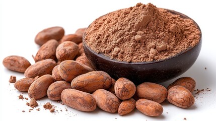 A simple bowl filled with fine cocoa powder, ideal for baking and culinary projects in a rustic kitchen environment