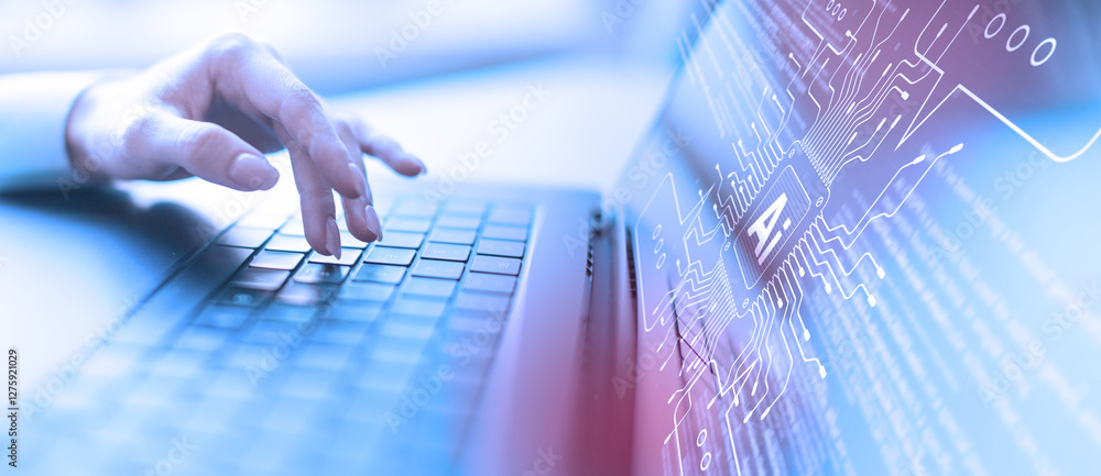Poster ai artificial intelligence in digital communication and data processing.