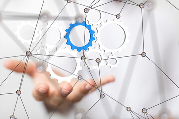 gear system data. Connecting lines and dots.Big data visualization