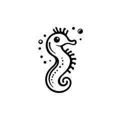 Fototapeta premium Adorable seahorse line art: a charming, minimalist design. Perfect for kids!