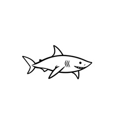 Obraz premium Adorable cartoon shark, swimming happily! A minimalist line art design.