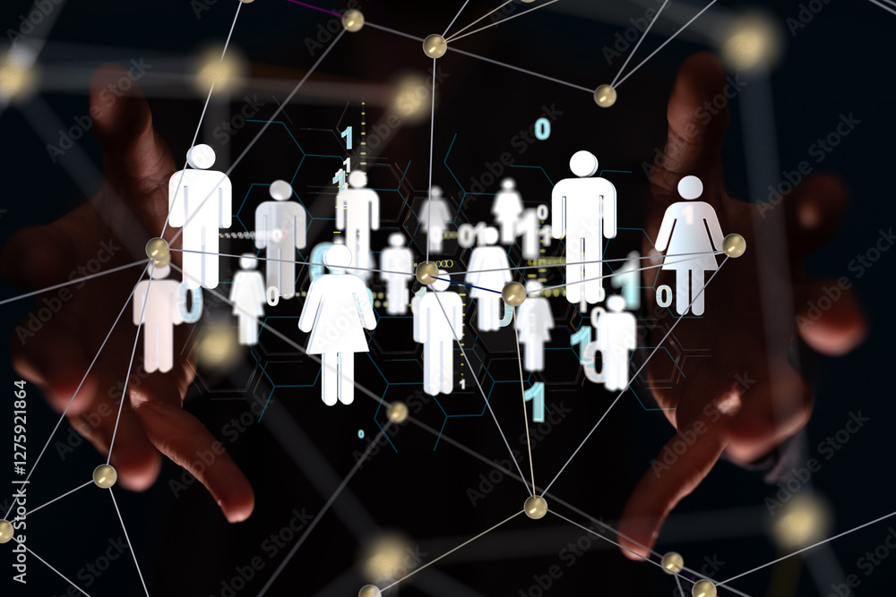Poster abstract technology group and data 3d