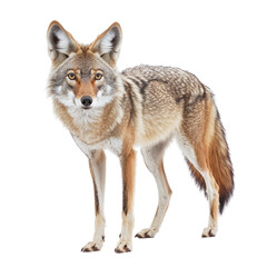 Fototapeta premium Coyote standing alert in natural environment isolated on png transparent background, cut out
