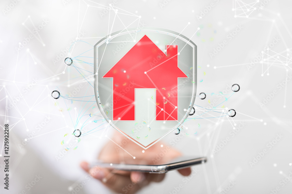 Aufkleber house. data big data visualization background.abstract technology