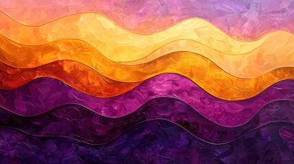 Abstract Waves of Color: A Vibrant Tapestry of Orange, Purple, and Gold Hues