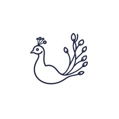 Fototapeta premium Elegant Peacock: Minimalist Line Art Design