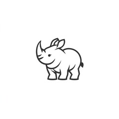 Obraz premium Minimalist Rhino Line Art: Elegant & Simple Logo Design