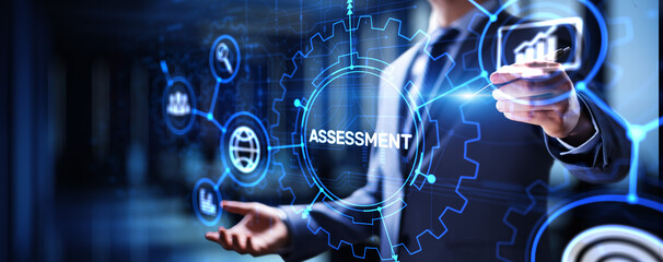 Assessment analysis Business analytics evaluation measure technology concept.