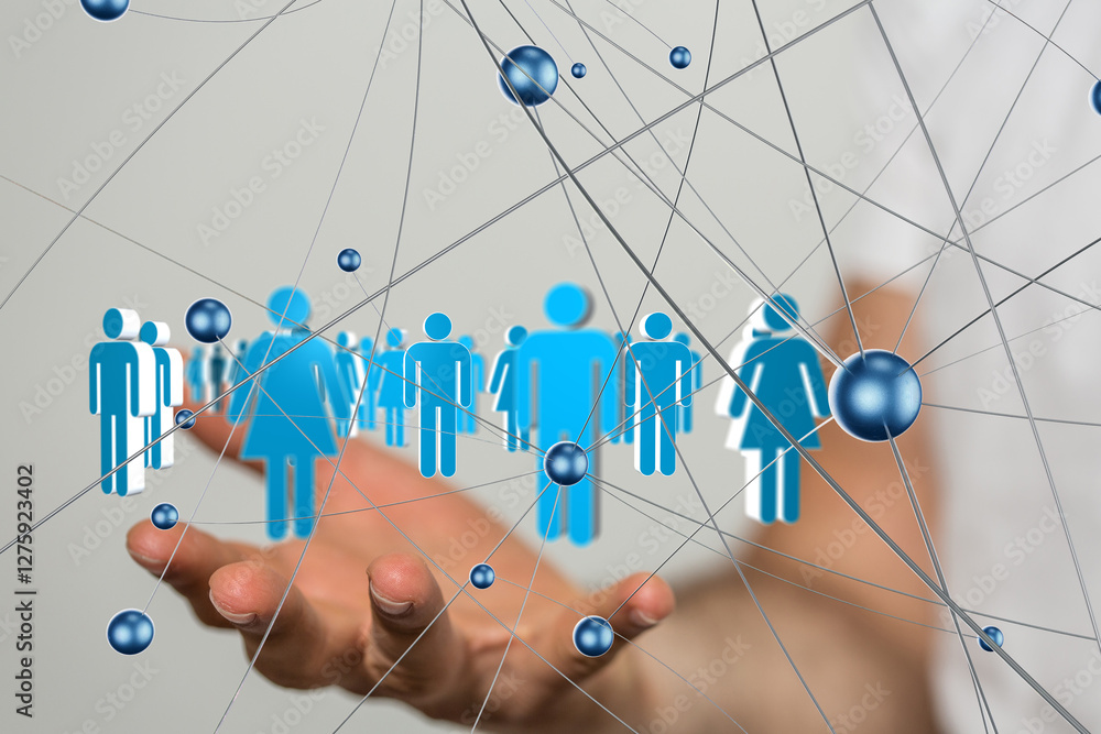 Poster global network. blockchain. 3d illustration. neural networks and artificial intelligence. abstract