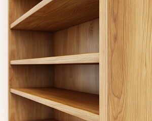 wooden bookcase with adjustable shelves isolated on white