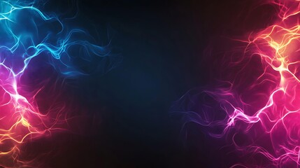 Obraz premium Abstract neon flames glowing in dark background. Possible use Graphic design element