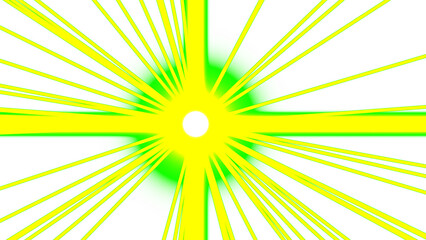 Vibrant Yellow and Green Radiating Light Burst on Black Background