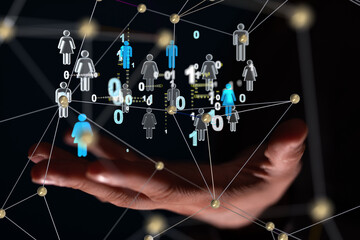 Abstract technology group and data 3d