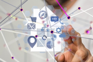 home data. Digital cyberspace with particles and Digital data network connections concept. - 3d