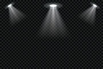 diverse light profiles ready to use in architecture. Close up of light beam isolated on black transparent background