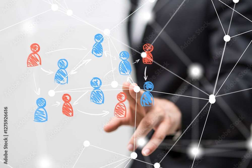 Poster Global network. Blockchain. 3D illustration. Neural networks and artificial intelligence. Abstract