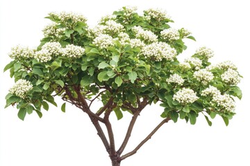A small tree with white flowers in a decorative pot, perfect for indoor decoration or gift
