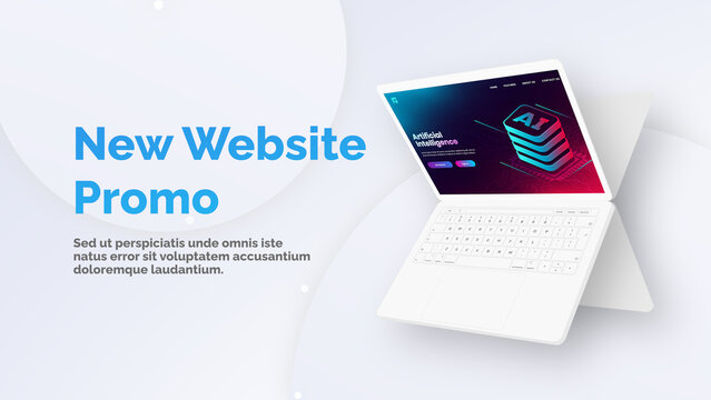 Laptop Website Presentation template contains 13 placeholders, 18 editable text layers and 1 logoholder. Available in 4k.