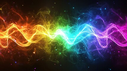 Obraz premium Rainbow Energy Wave Abstract Art