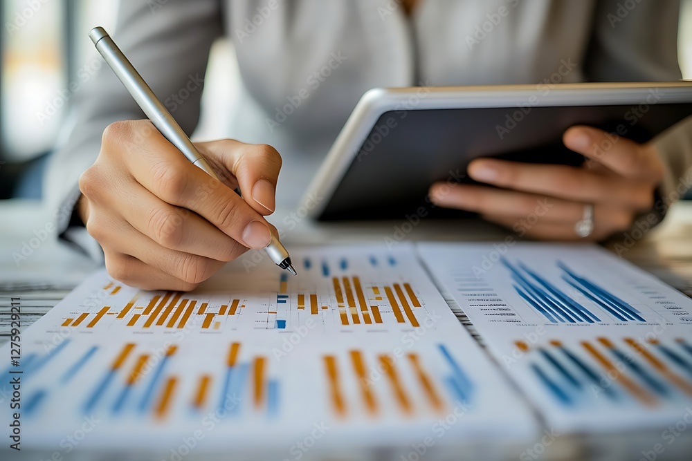 Aufkleber Image of a financial expert analyzing revenue growth trends and statistics.