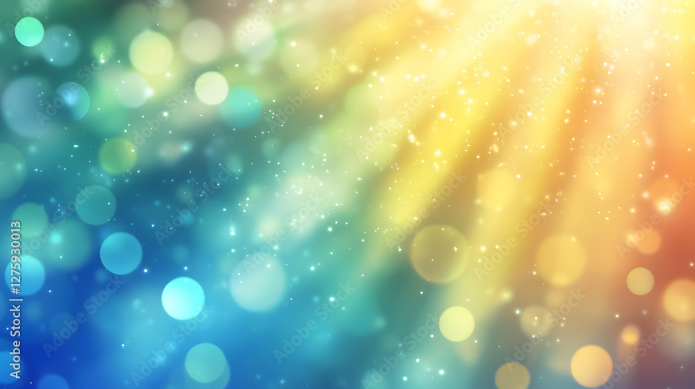 Poster abstract colorful bokeh background with bright lights and sparkling dust particles