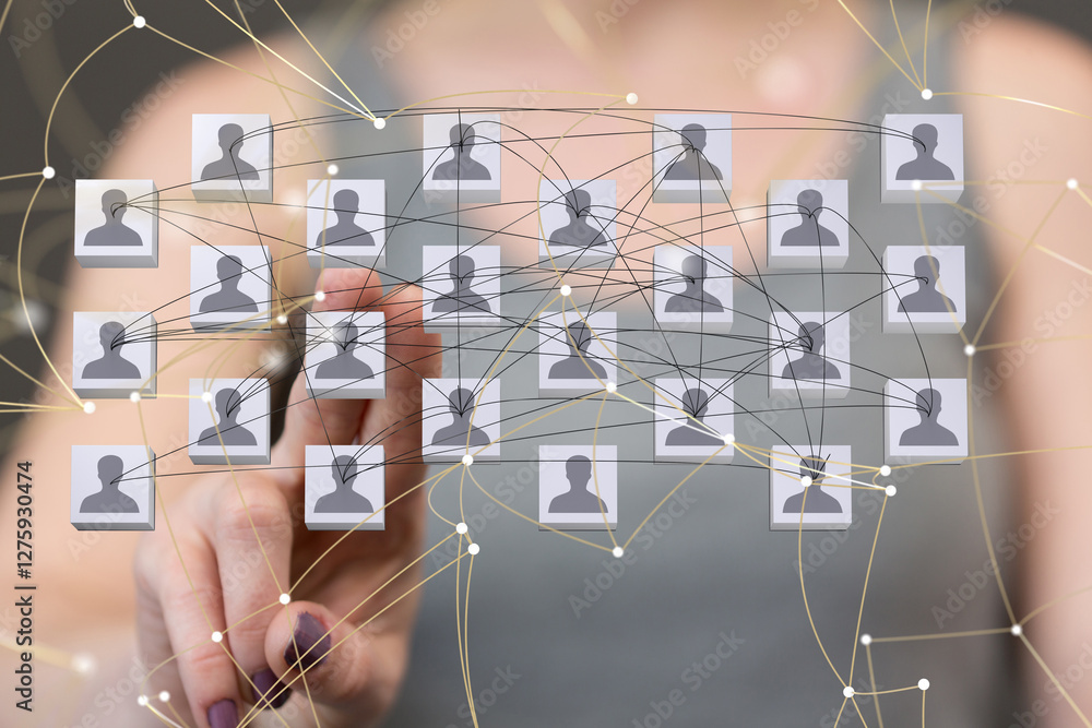 Aufkleber Global network. Blockchain. 3D illustration. Neural networks and artificial intelligence. Abstract