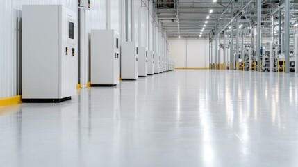 Modern Industrial Warehouse Interior with Control Panels