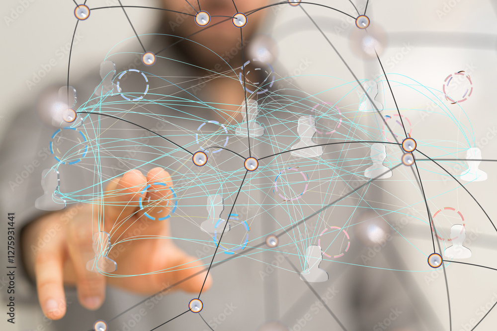 Poster Abstract network of physical devices on the Internet using a network connection with statistics numbers 3d illustration