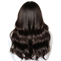 Naklejka premium Girl silky dark brown wavy hairs