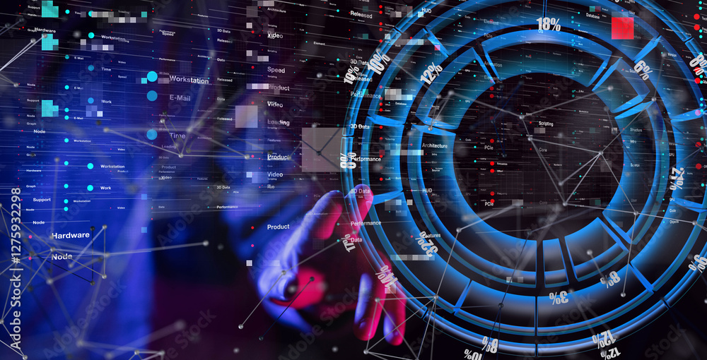 Poster diagram futuristic wave, futuristic data stream