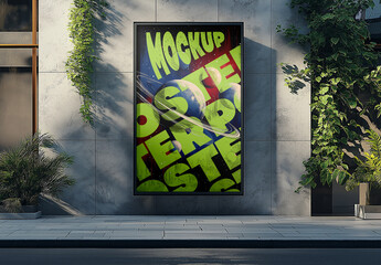 Outdoor poster mockup with a realistic urban advertising display, featuring customizable design for branding and marketing presentations