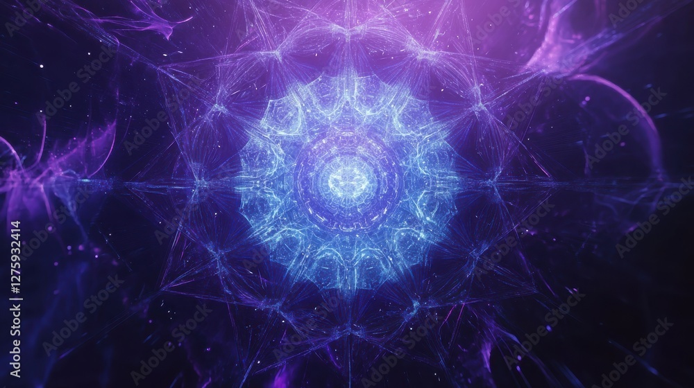 Poster colorful geometric pattern with radiant blue and purple hues creating a mesmerizing visual experienc