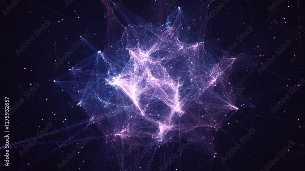 Aufkleber colorful abstract cosmic design with glowing lines and stars against a dark background showcasing a 