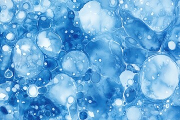 A close-up shot of a blue and white background with colorful bubbles
