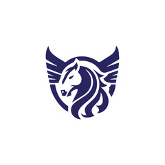 A modern and powerful Pegasus-inspired logo featuring a stylized horse head with wings, symbolizing strength, speed, and freedom.