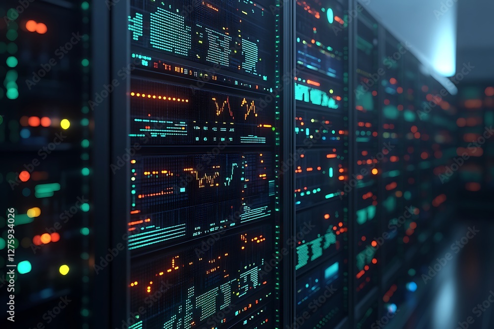 Aufkleber Digital rendering illustrates finance-driven AI processes and technology integration.