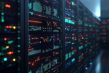 Digital rendering illustrates finance-driven AI processes and technology integration.