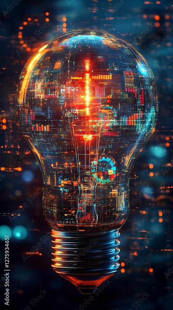 Poster Digital business transformation technology concept image featuring inspiration and innovation themes.