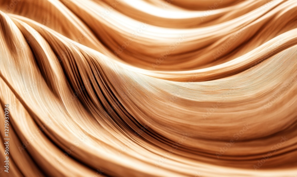 Poster flowing waves of smooth, golden fabric create an elegant and serene atmosphere in a soft-lit setting