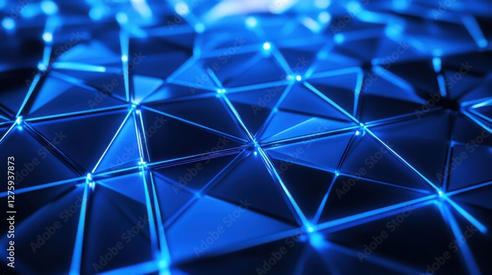 Poster abstract blue triangular network background