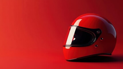 Sleek Red Racing Helmet on Red Background