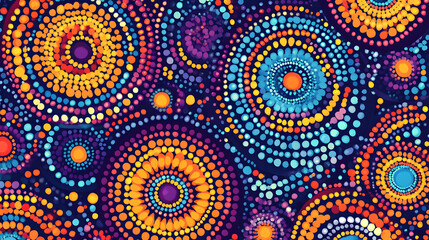 Vibrant Aboriginal Dot Painting Art Colorful Circles Design