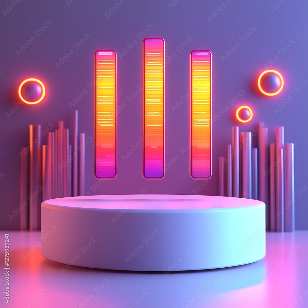 Leinwandbilder a vibrant 3d ui design showcasing three glowing balls in a conceptual layout.