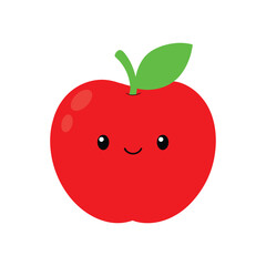 red apple with leaf vector illustration.