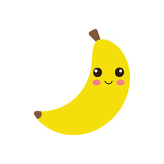 cartoon banana vector illustration. isolated on white background.