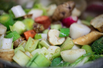 Colorful mix of roasted root vegetables, broccoli, and herbs. Perfect for a healthy and flavorful meal.