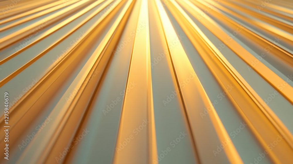 Leinwandbilder golden metallic lines converging in perspective, creating radiant abstract pattern